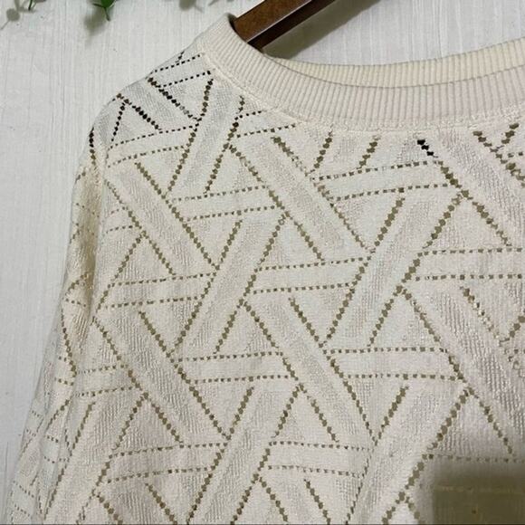Banana Republic Geo Lace Sweatshirt Cream Size Small - Picture 8 of 13